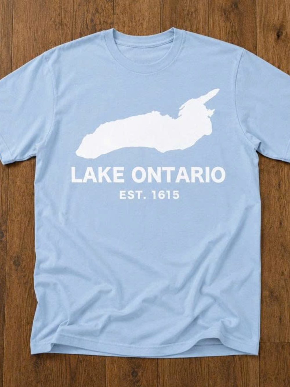 Light Blue Lake Ontario Graphic Tee - White Print